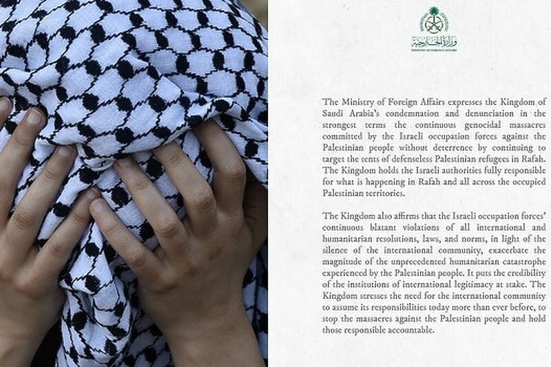 Ministarstvo vanjskih poslova Saudijske Arabije poziva međunarodnu zajednicu na hitnu akciju zbog genocida nad Palestincima u Rafi