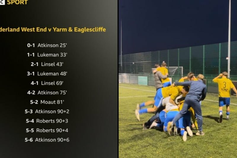 Preokret za pamćenje: Yarm & Eaglescliffe osigurali pobjedu nakon što su gubili 5:2 do 92. minute