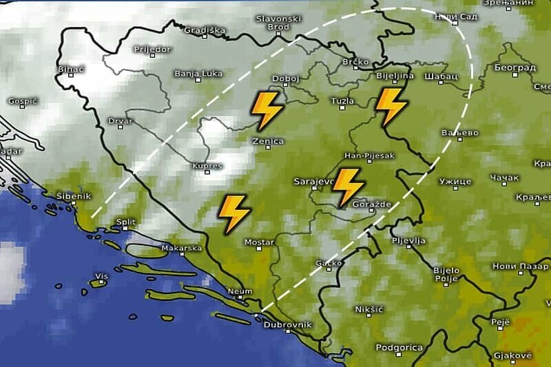 Upozorenje Federalnog hidrometeorološkog zavoda: Olujno vrijeme očekuje se u više regija BiH, temperature do 30°C na jugu